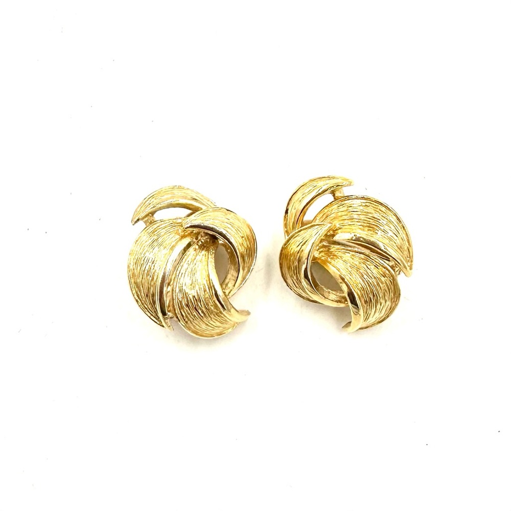 Vintage Givenchy Paris NY Gold Swirl Clip On Earrings 1980s
